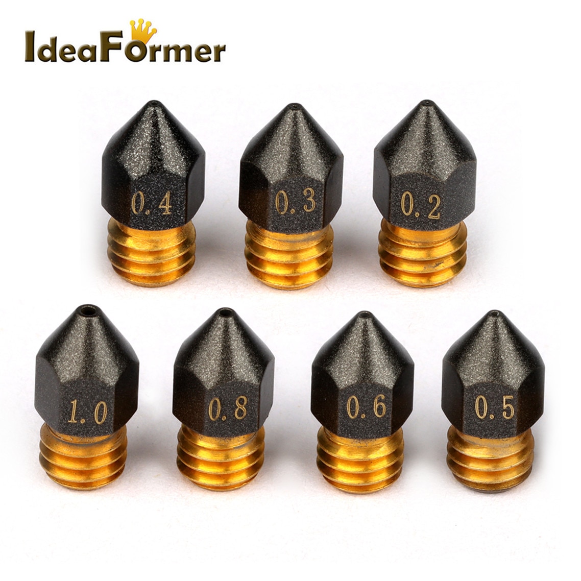 1/2/5Pcs MK8 PTFE Coated Nozzle 0.2/0.3/0.4/0.5/0.6/0.8/1.0mm M6 Thread For CR10 CR10S Ender-3 Makebot 3D Printer Nozzles 1.75mm