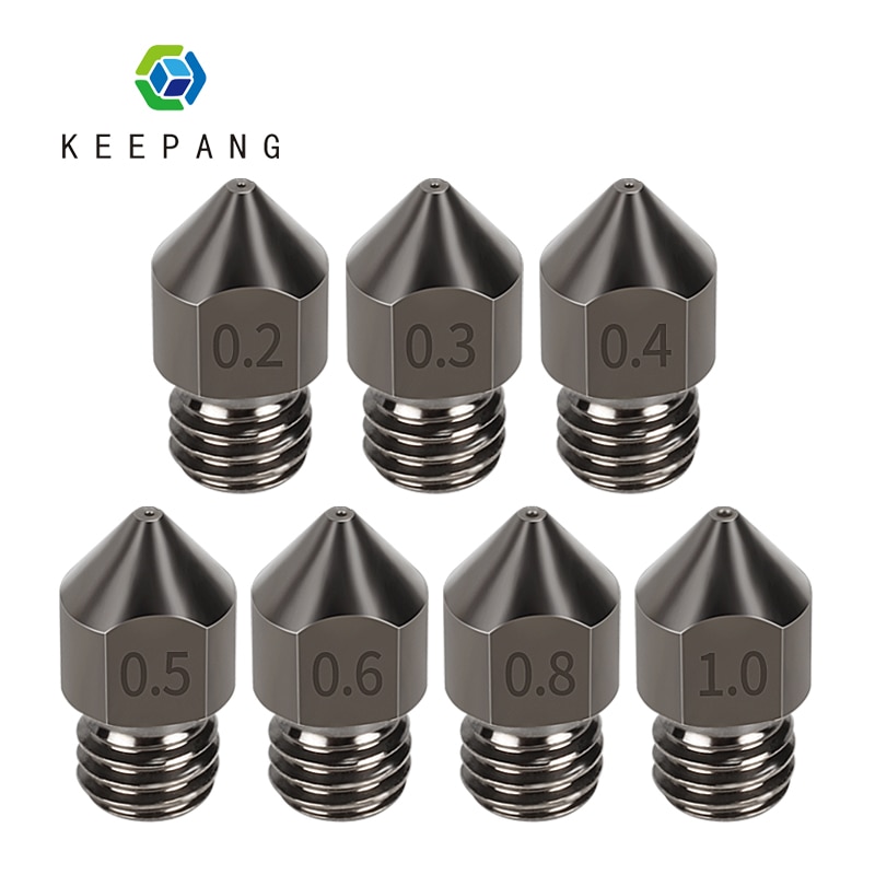 5/3/1 MK7 MK8 Nozzle Super Hard Steel Mold Steel Corrosion-Resistant Extruder Threaded 1.75mm 3D Printer Nozzle for Ender3 Pro