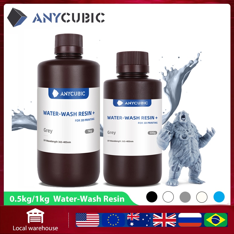 ANYCUBIC Water Washable Resin Low Odor Low Viscosiy 405nm UV Resin For LCD 3D Printing High Precision 3D Printer Resin