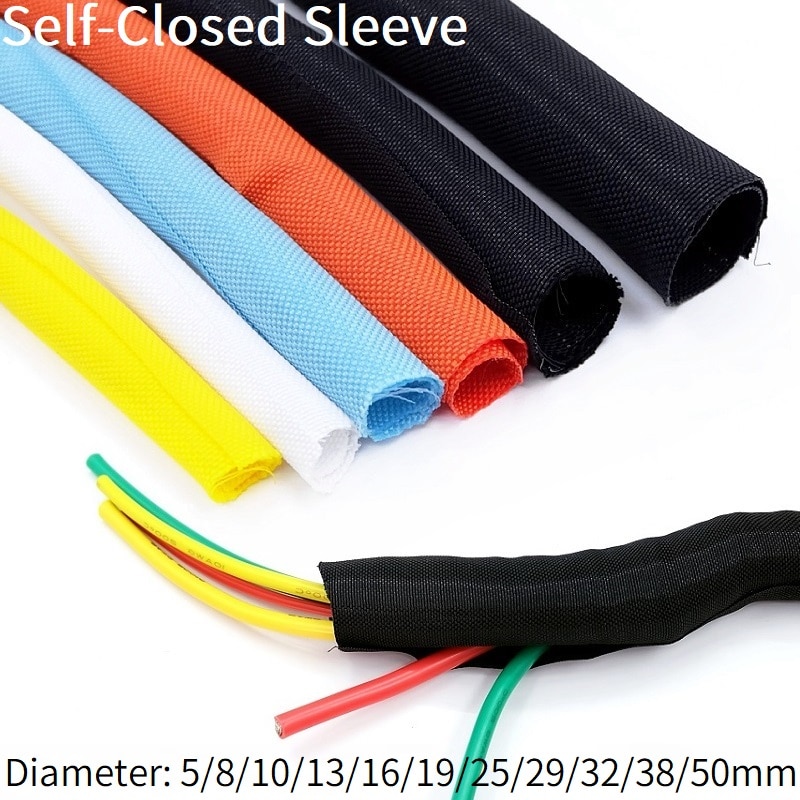 Cable Sleeve Self Closing PET Braided Expandable Auto Line Management Overlaps Flexible Loom Split Pipe Tube Wire Wrap Protect