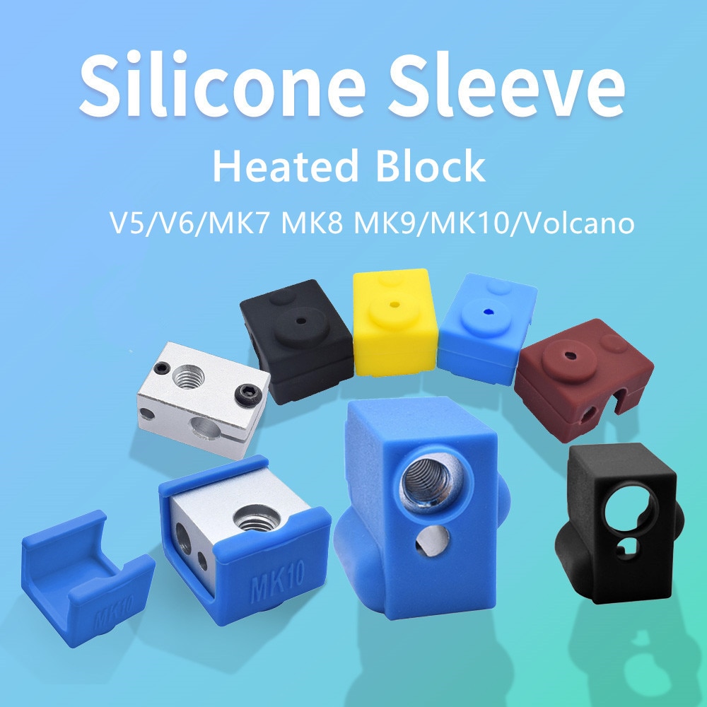 For E3D V6/V5 MK7 MK8 MK9/MK10/Volnaco Heat Block Socks Silicone Sleeve Heater Block Hotend Protector Cover For 3D Printer Parts