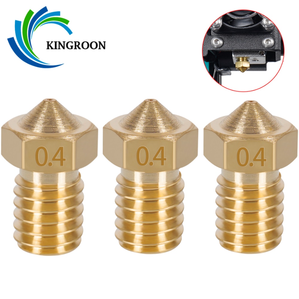 KINGROON 10pcs V5 V6 E3D Nozzle 0.2 0.3 0.4 0.5 0.6 0.8 1.0mm 3D Printer Part M6 Thread All Metal Nozzle For 1.75mm 3mm Filament