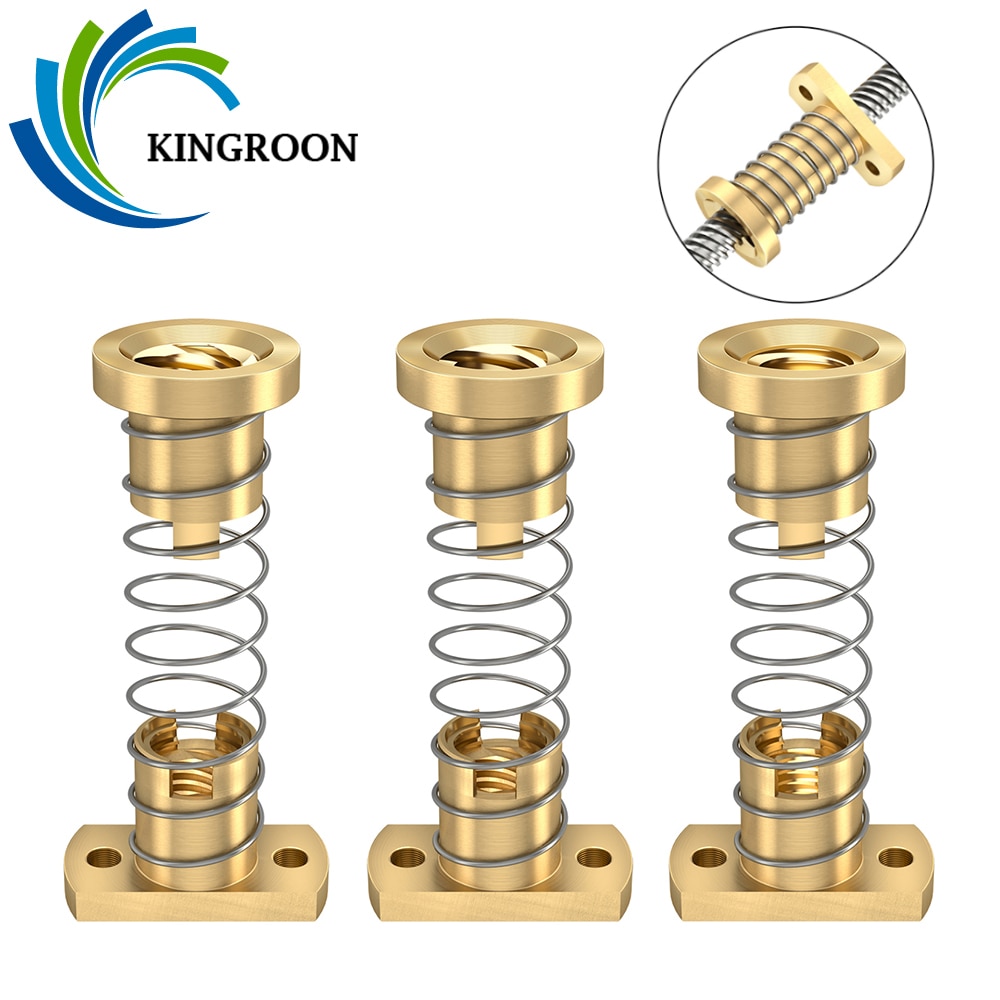 KINGROON 2 Sets T8 Anti-backlash Lead Screw Nut Brass POM for Ender 3 CR10 3D Printer Part T8 Nut Anti backlash Spring Nut