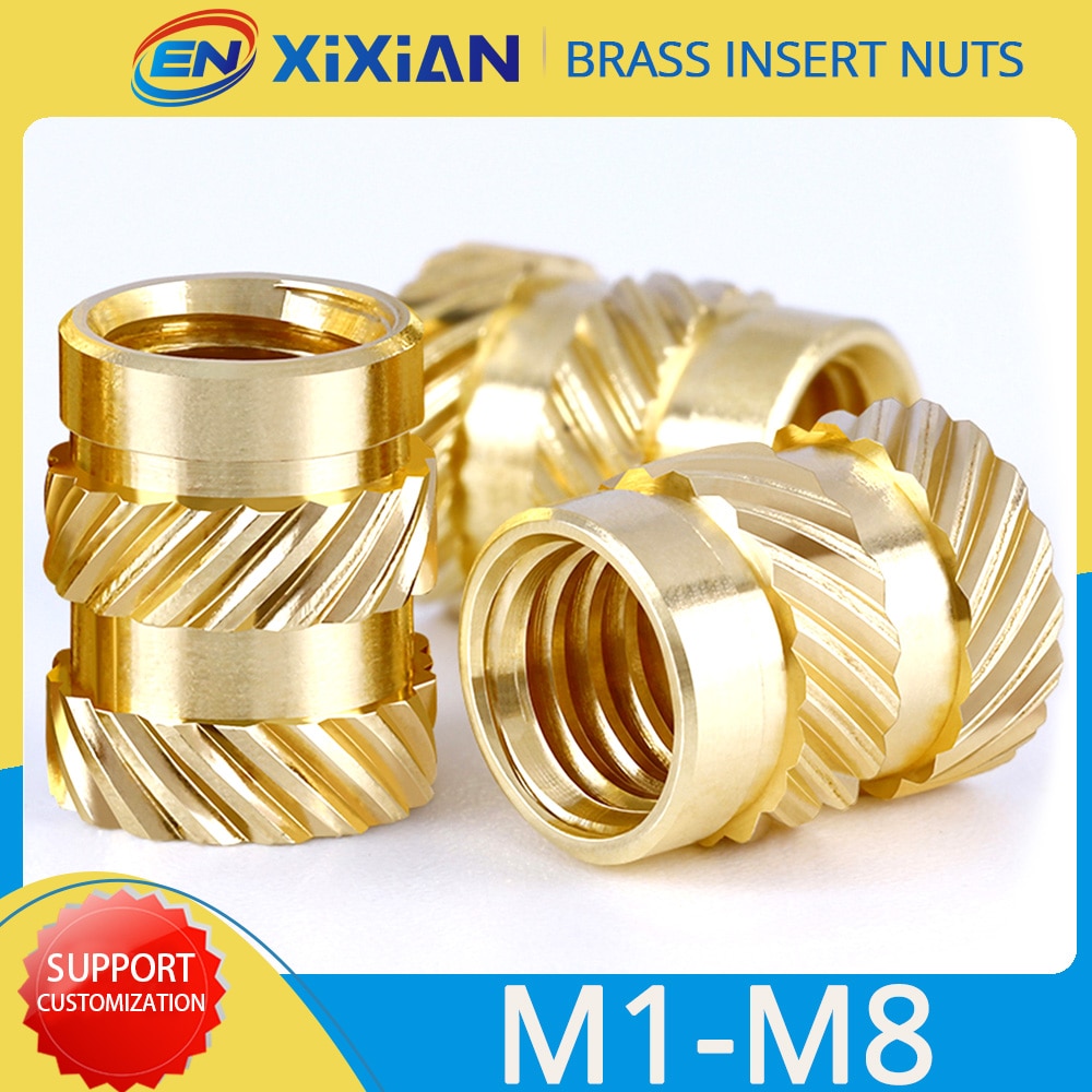 M1 M1.4 M1.6 M1.7 M2 M2.5 M3 M4 M5 M6 M8 Brass Insert Nut Hot Melt Knurled Thread Heat Injection Molding Embedment Copper Nut