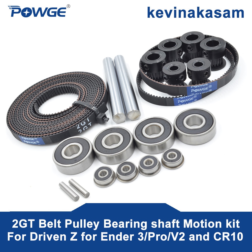 POWGE kevinakasam GT2 2GT Timing Belt Pulley Bearing Motion kit for Driven Z for Ender 3/Pro/V2 and CR10 i3 Creality 3D printer