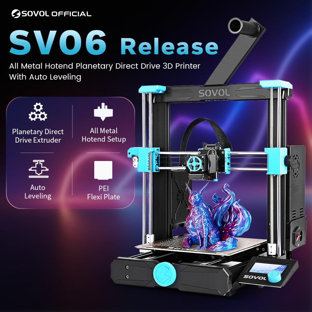 SV06 Dual Z axis 3D Printer All Metal Hotend Planetary Dual Gear Direct Drive FDM Auto Leveling 32 Bit Silent Board impresora 3d