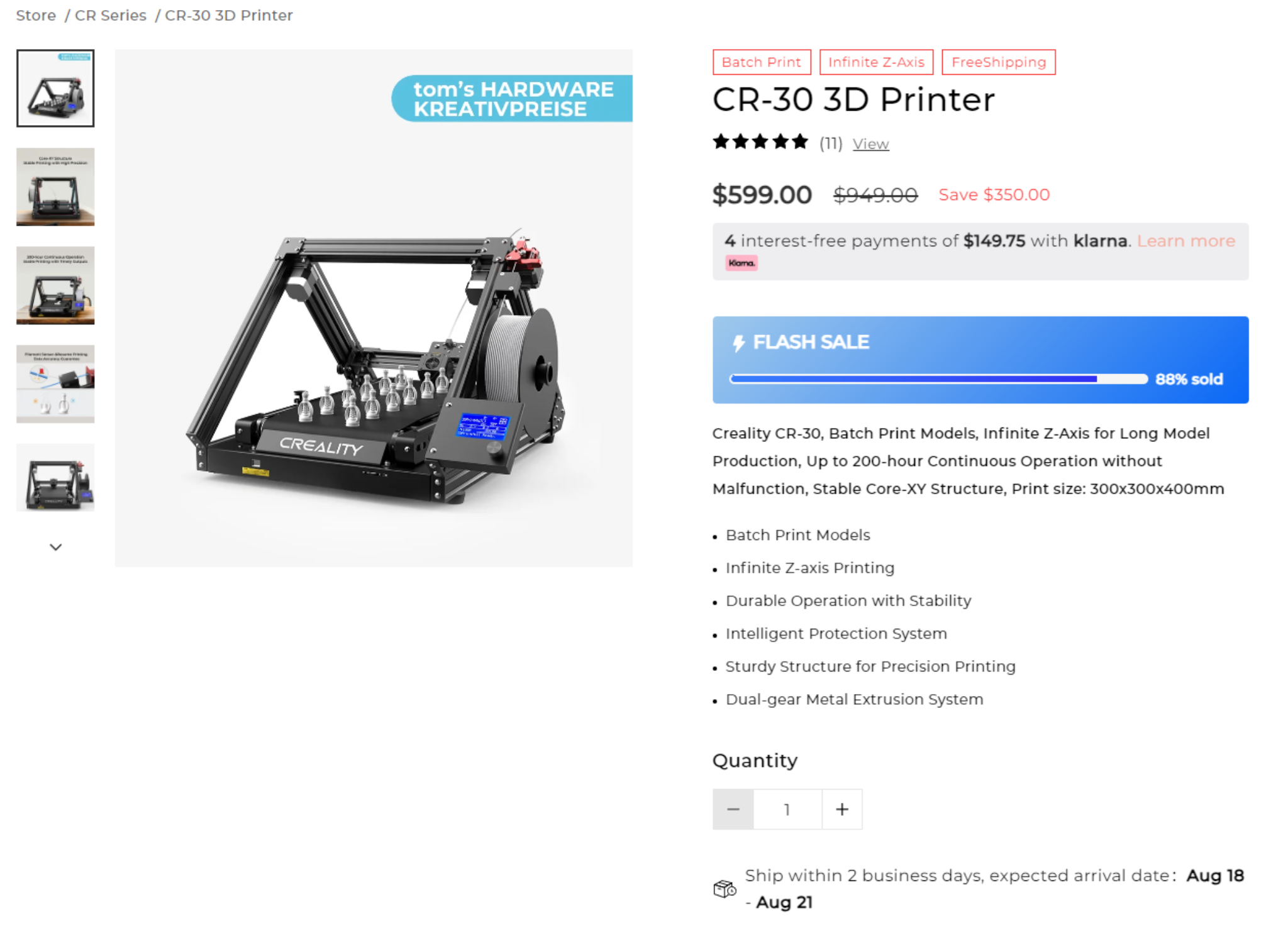 $579 -> CREALITY CR-30 Belt Printer - $579.00 at creality.com